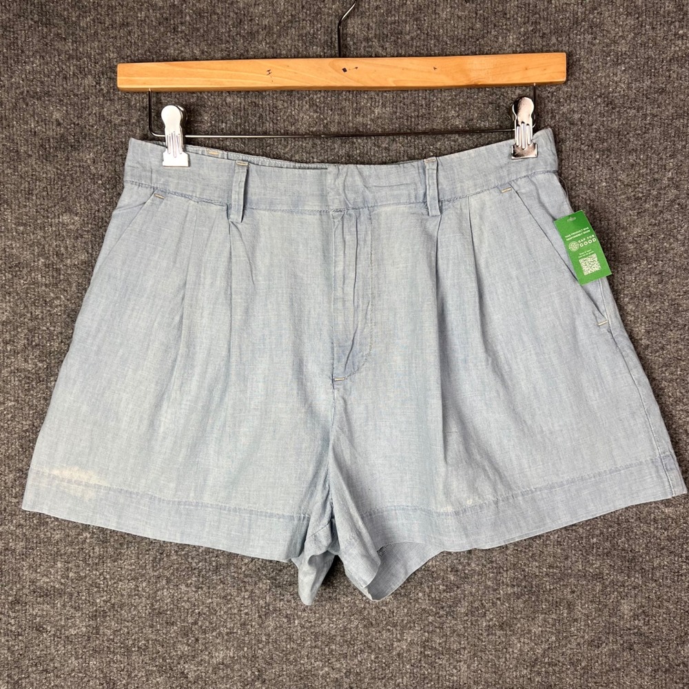 NEW Gap Pleated Shorts  M Petite Blue NWT Linen Blend High Rise Casual Summer